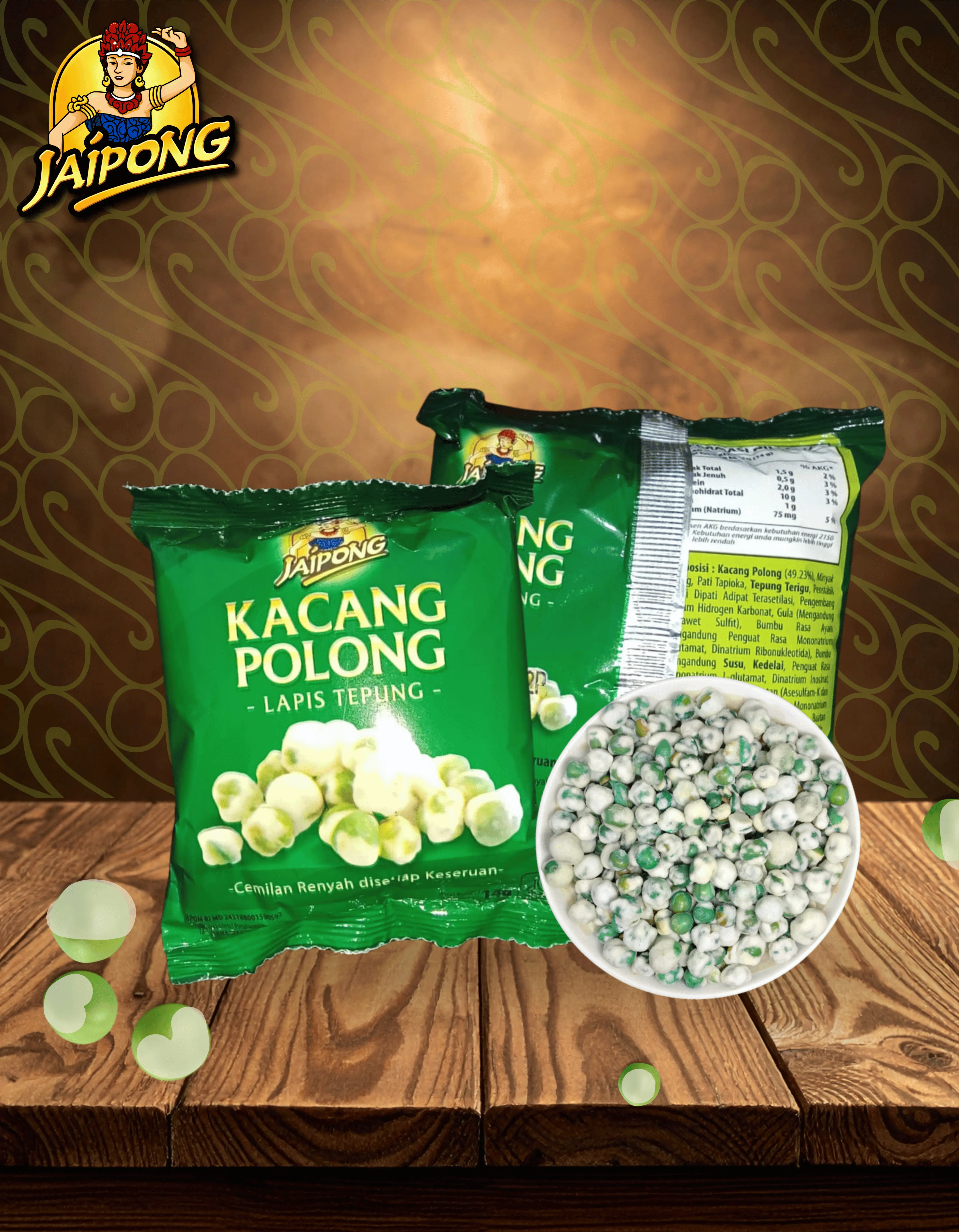 JAIPONG FLOUR-COATED GREEN PEAS ( 10x10x14gr )