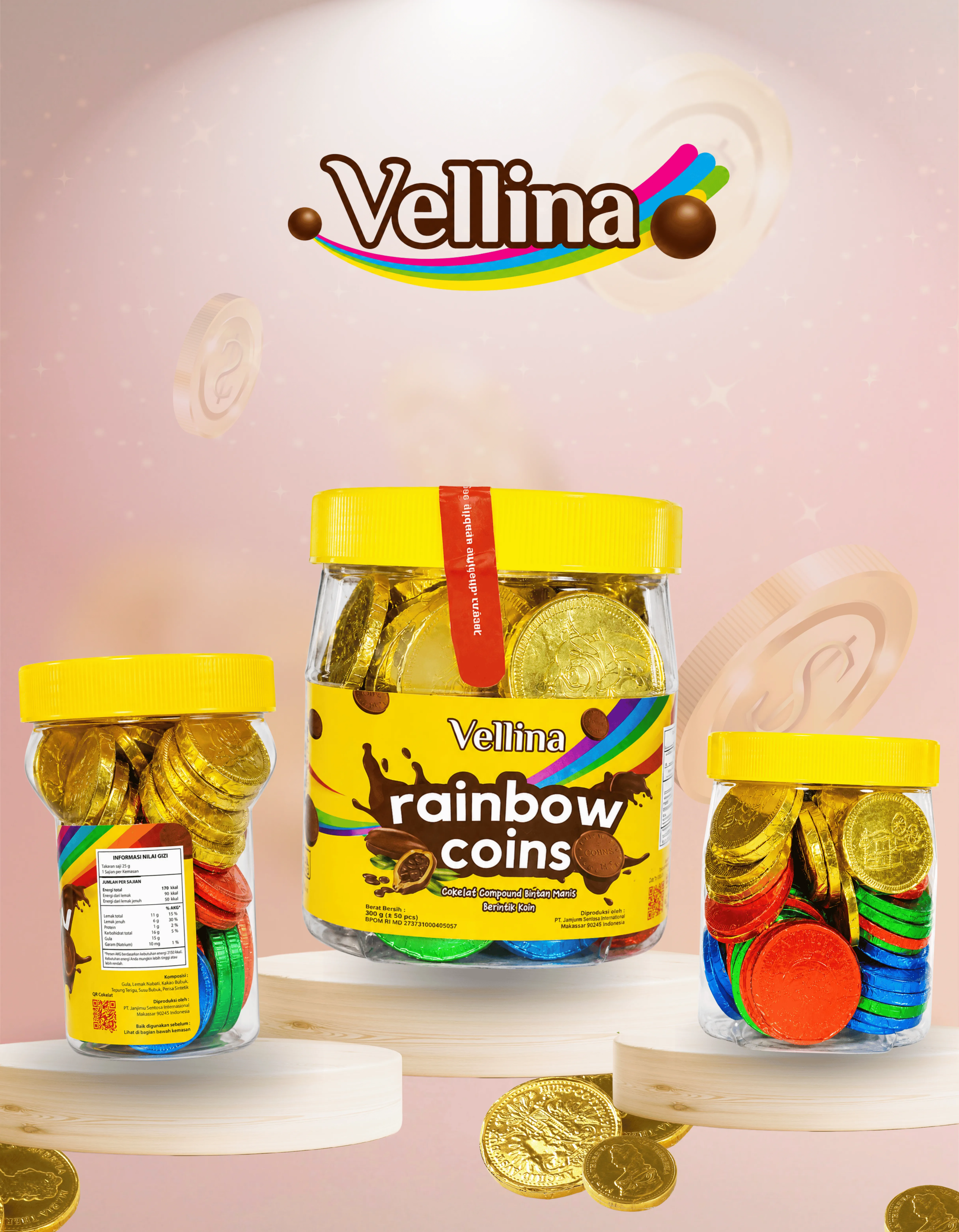 VELLINA CHOCOLATE COIN JAR ( 12x50x270gr )