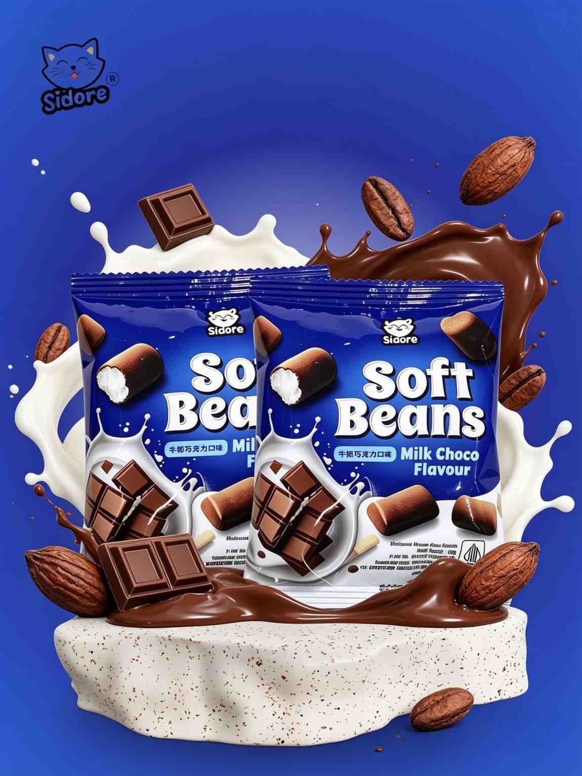 GUMMY PUFF SOFT BEANS MILK CHOCO ( 10x12x10gr )