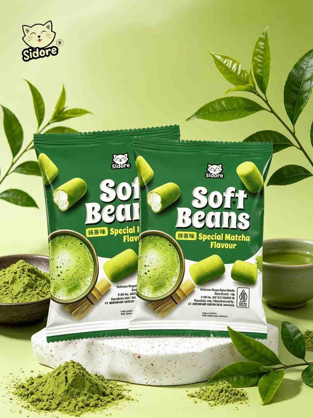 GUMMY PUFF SOFT BEANS MATCHA ( 10x12x10gr )